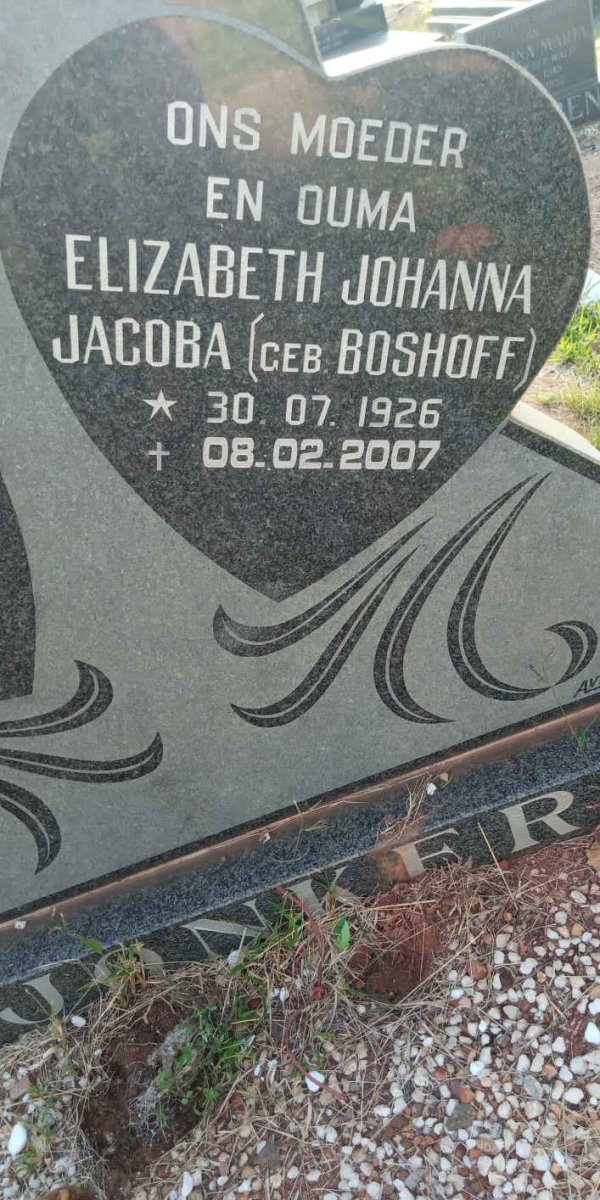 JONKER Elizabeth Johanna Jacoba nee BOSHOFF 1926-2007