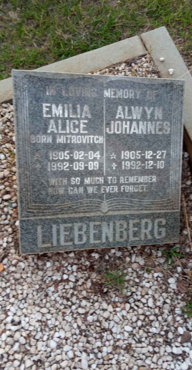 LIEBENBERG Alwyn Johannes 1905-1992 &amp; Emilia Alice MITROVITCH 1905-1992
