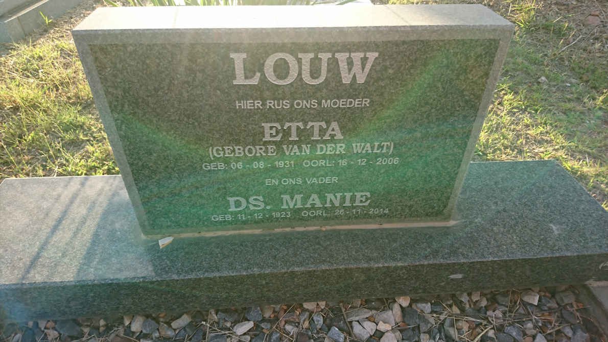 LOUW Manie 1923-2014 &amp; Etta VAN DER WALT 1931-2006