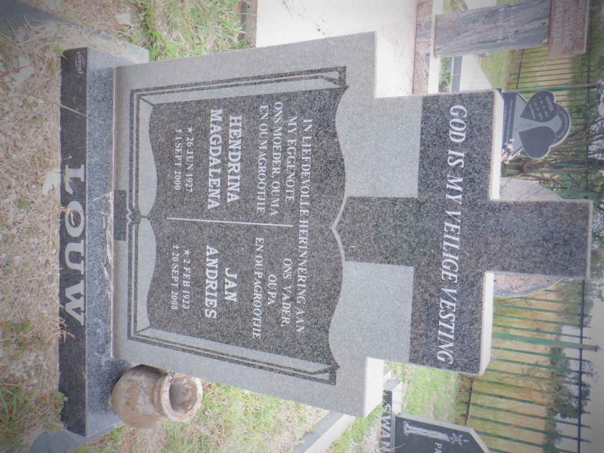 LOUW Jan Andries 1923-2008 &amp; Hendrina Magdalena 1927-2000