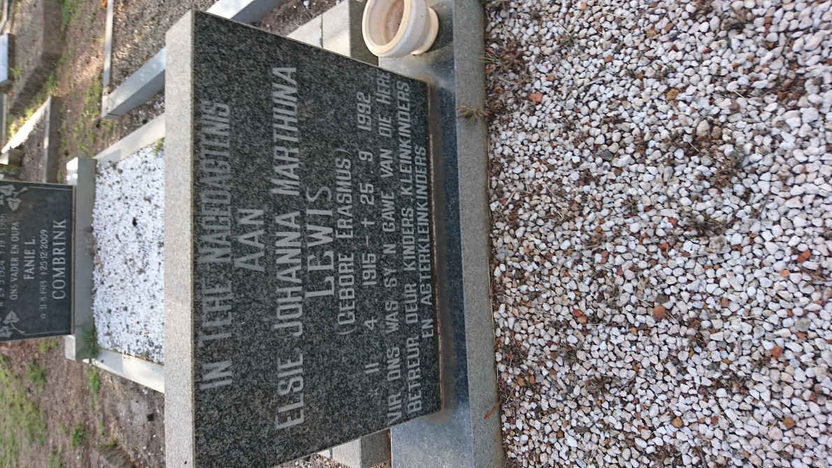 LEWIS Elsie Johanna Marthina nee ERASMUS 1915-1992
