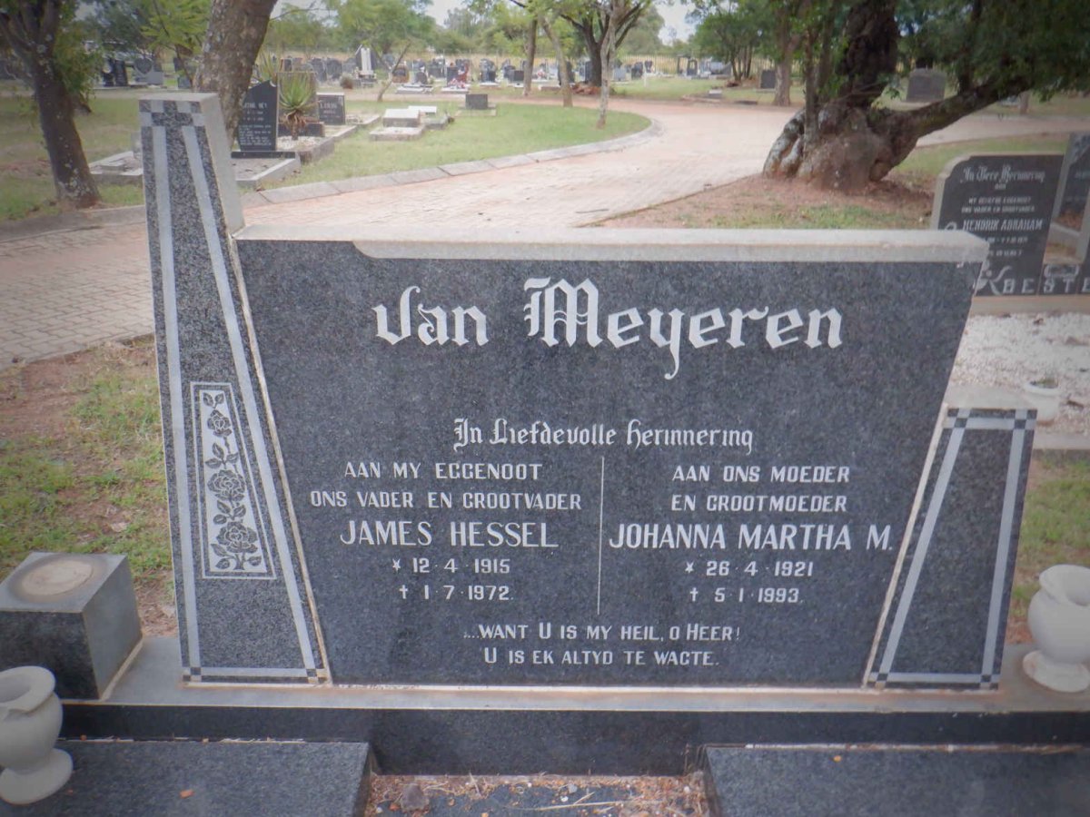 MEYEREN James Hessel, van 1915-1972 &amp; Johanna Martha M. 1921-1993