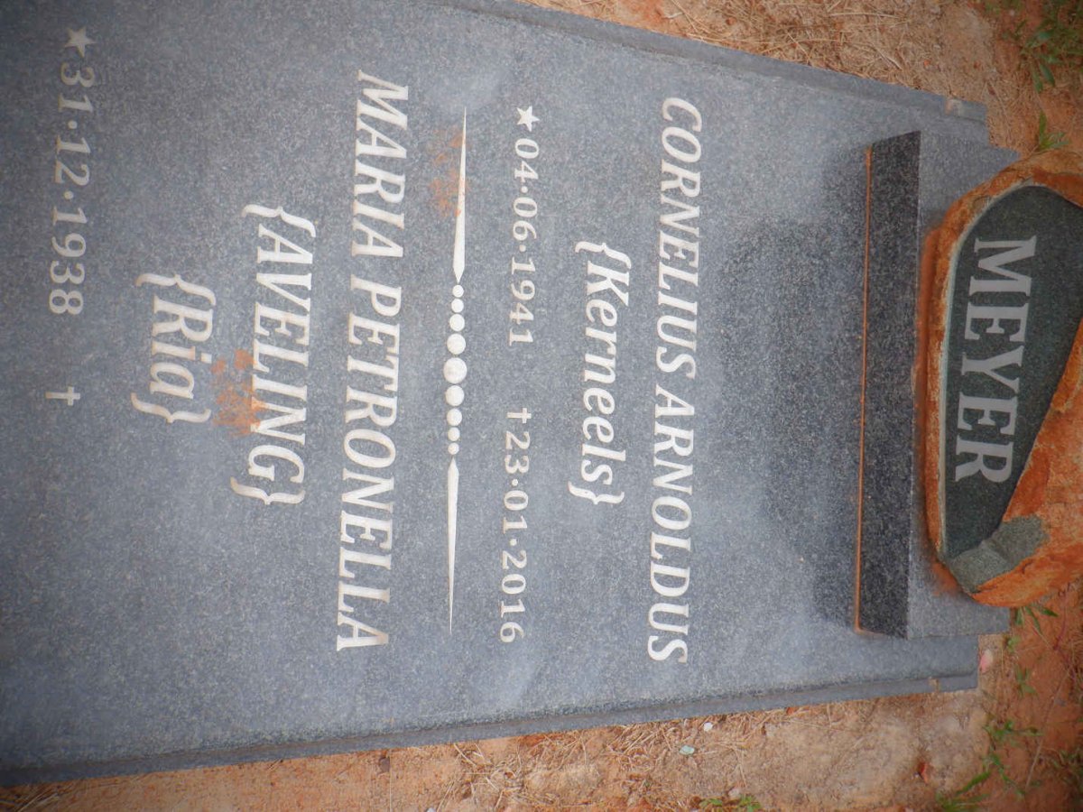 MEYER Cornelius Arnoldus 1941-2016 &amp; Maria Petronella AVELING 1938-