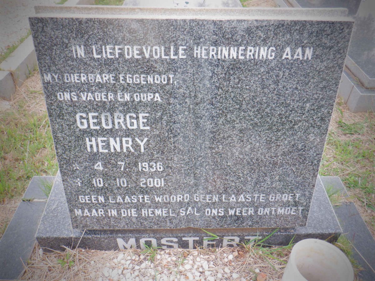 MOSTERT George Henry 1936-2001