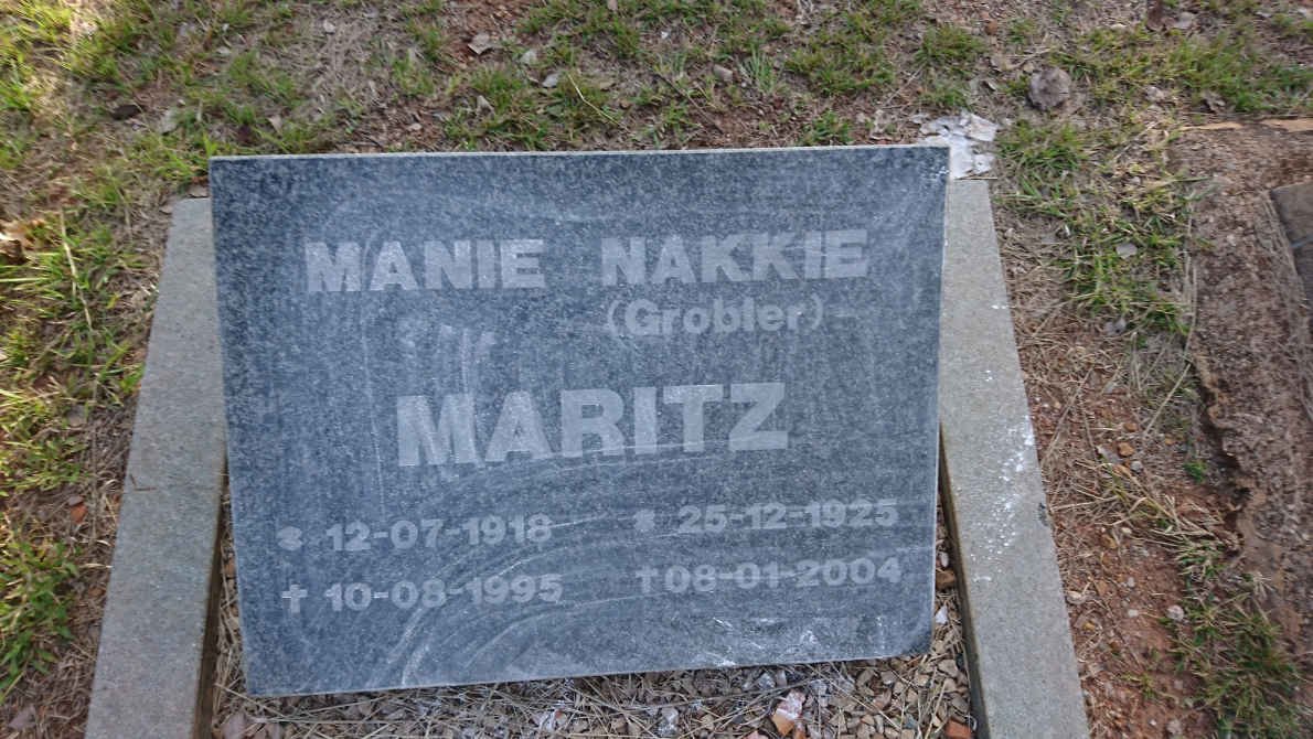 MARITZ Manie 1918-1995 &amp; Nakkie GROBLER 1925-2004