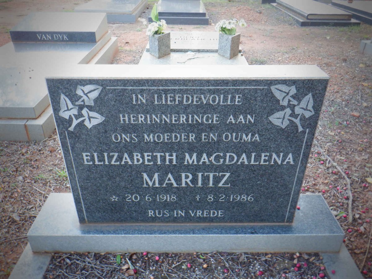 MARITZ Elizabeth Magdalena 1918-1986