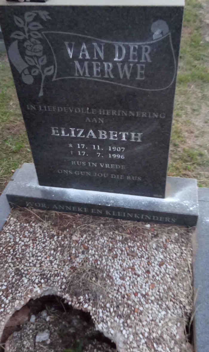 MERWE Elizabeth, van der 1907-1996