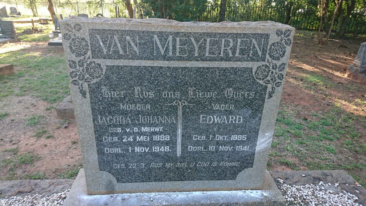 MEYEREN Edward, van 1885-1941 &amp; Jacoba Johanna V.D. MERWE 1888-1948