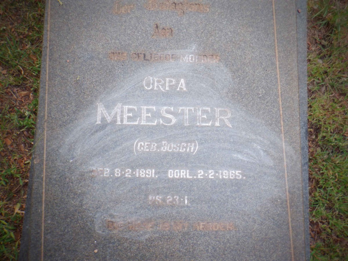 MEESTER Orpa nee BOSCH 1891-1965
