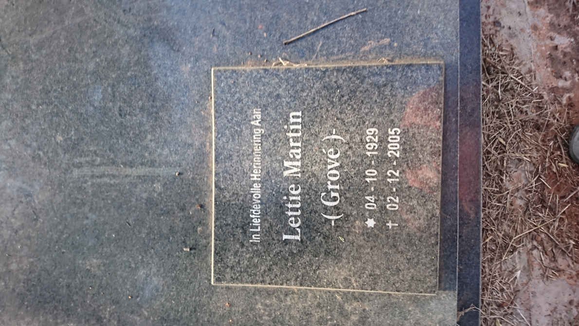 MARTIN Lettie nee GROVÉ 1929-2005