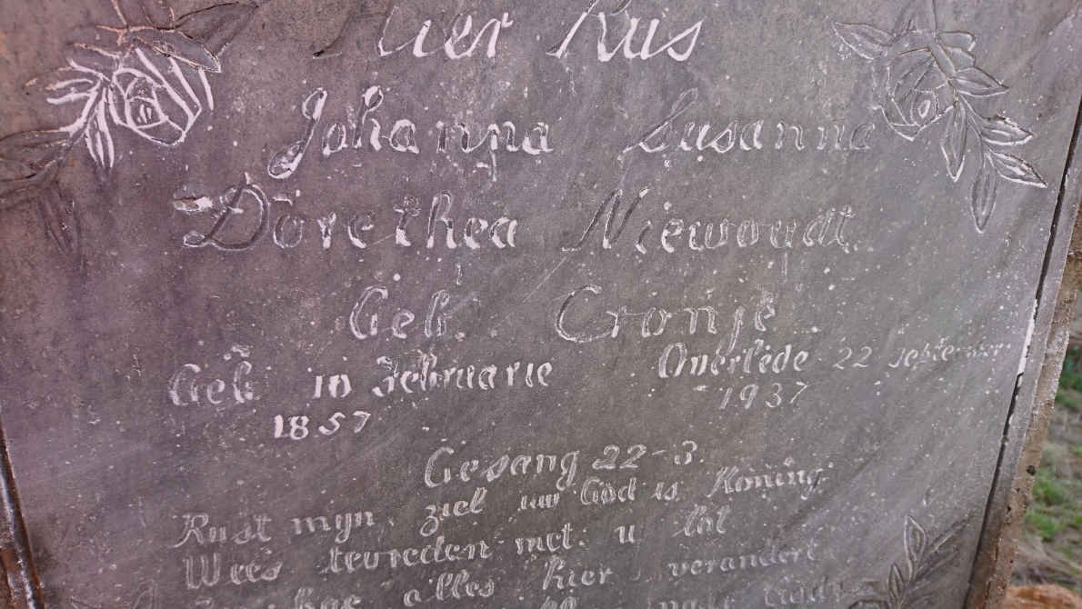 NIEWOUDT Johanna Susanna Dorethea nee CRONJE 1857-1937