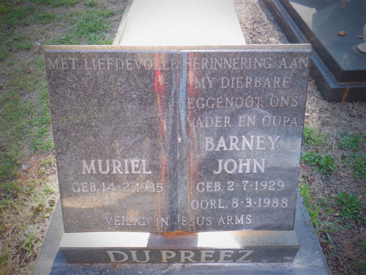 PREEZ Barney John, du 1929-1988 &amp; Muriel 1935-