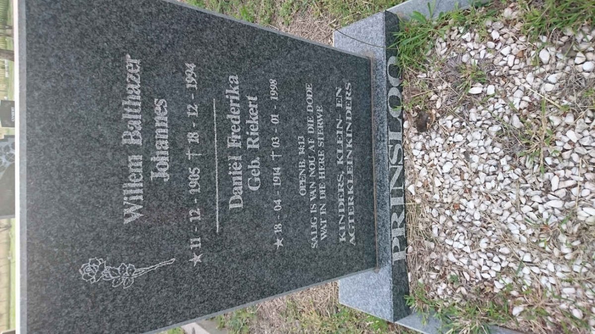 PRINSLOO Willem Balthazer Johannes 1905-1994 &amp; Daniel Frederika RIEKERT 1914-1998
