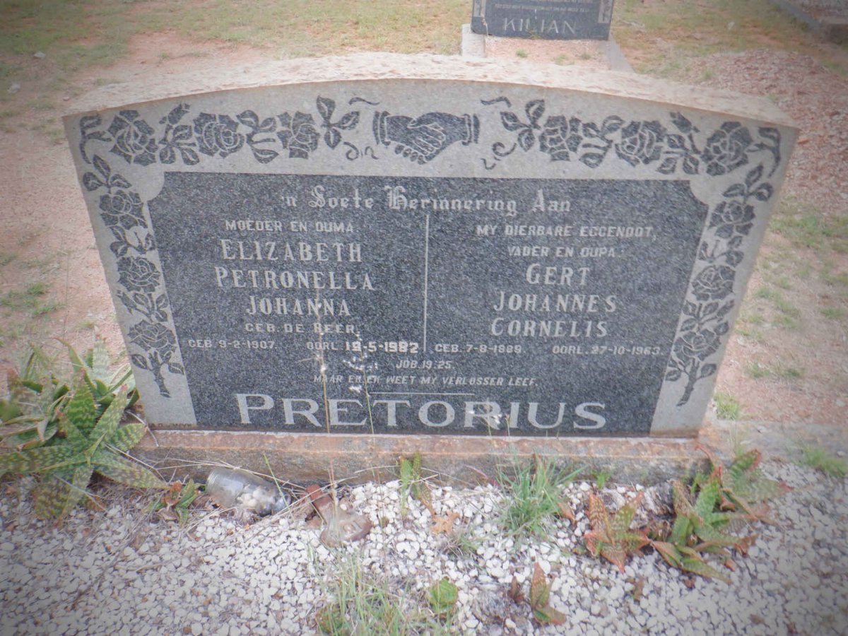 PRETORIUS Gert Johannes Cornelis 1889-1963 &amp; Elizabeth Petronella Johanna DE BEER 1907-1982