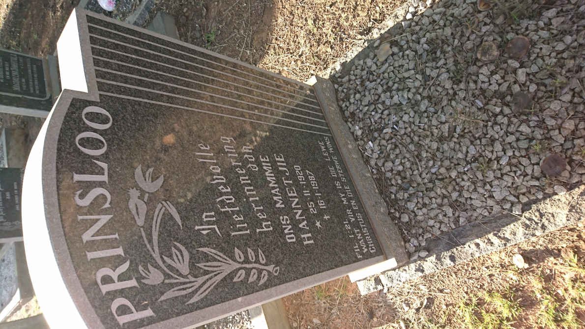 PRINSLOO Jacobus Gerhardus 1904-1972 &amp; Hannetjie 1920-1987