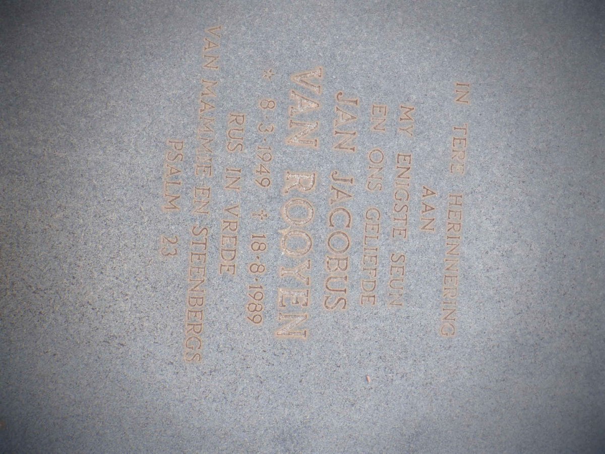 ROOYEN Jan Jacobus, van 1949-1989