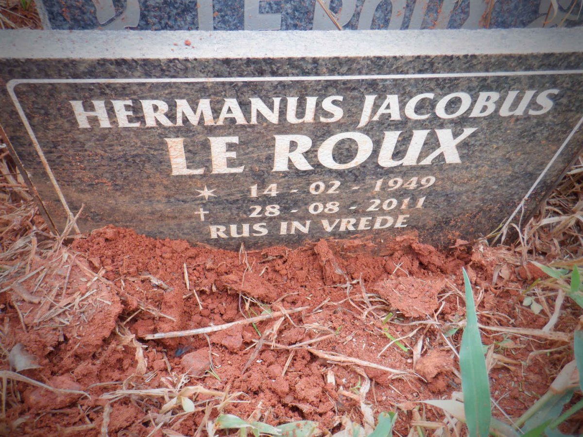ROUX Hermanus Jacobus, le 1949-2011 &amp; Christina 1945-2017