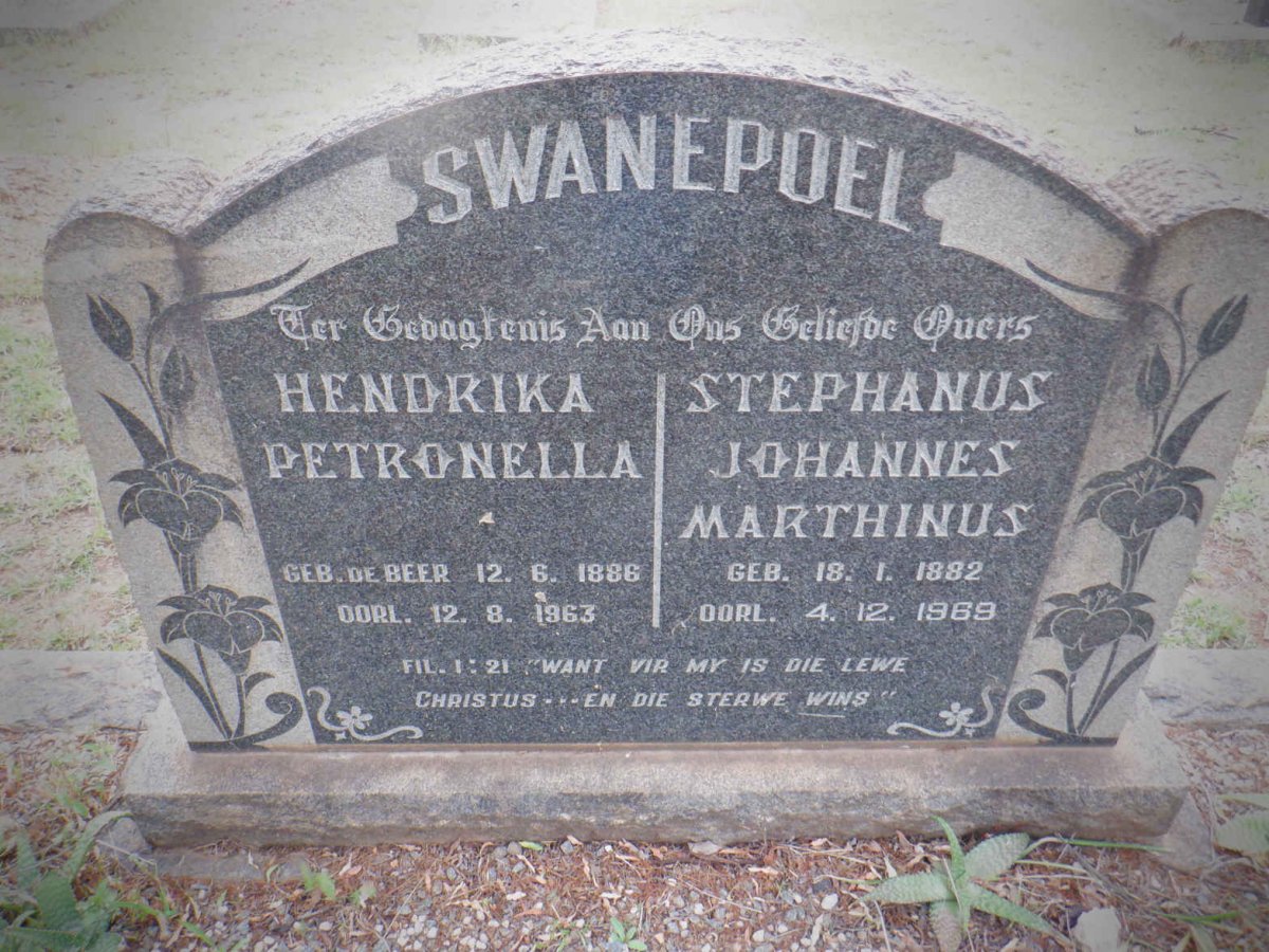 SWANEPOEL Stephanus Johannes Marthinus 1882-1969 &amp; Hendrika Petronella 1886-1963