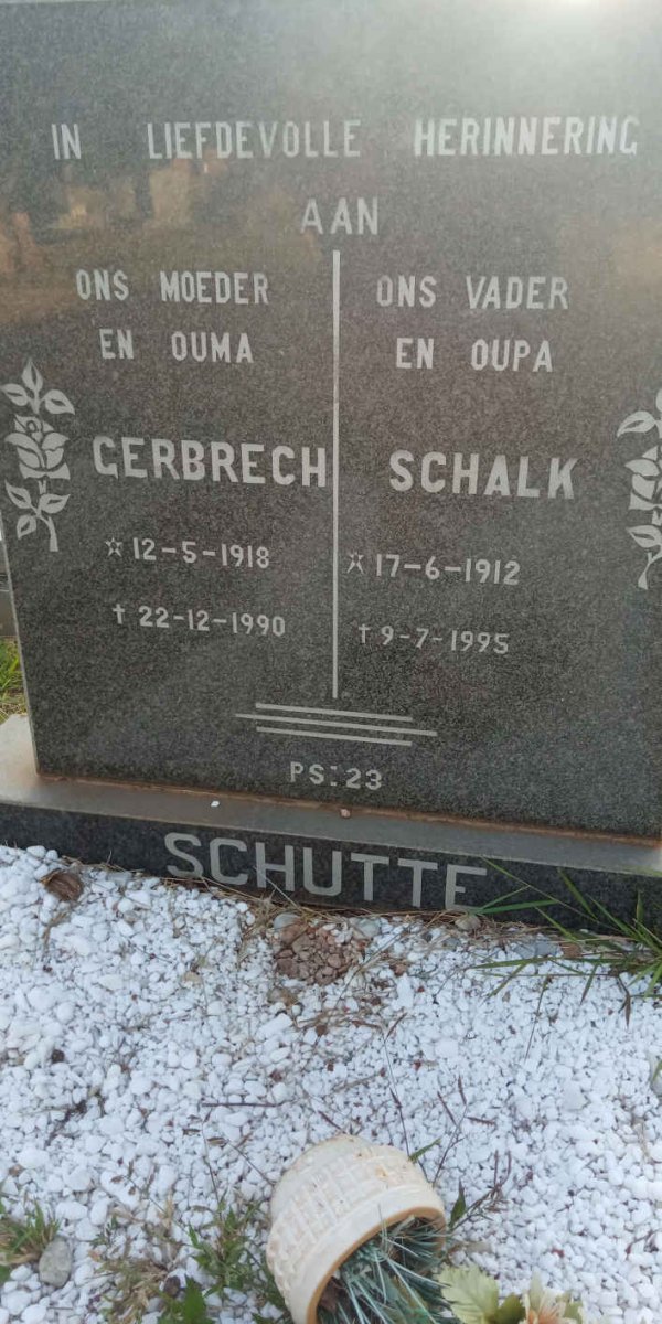 SCHUTTE Schalk 1912-1995 &amp; Gerbrech 1918-1990