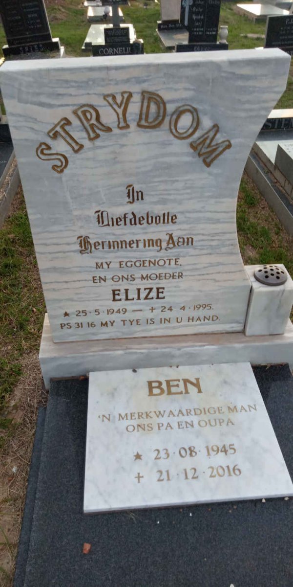 STRYDOM Ben 1945-2016 &amp; Elize 1949-1995