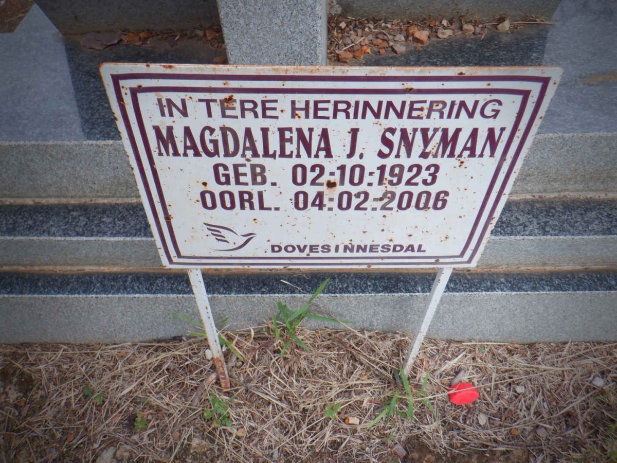 SNYMAN Magdalena J. 1923-2006