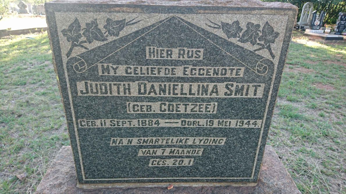 SMIT Judith Daniellina nee COETZEE 1884-1944