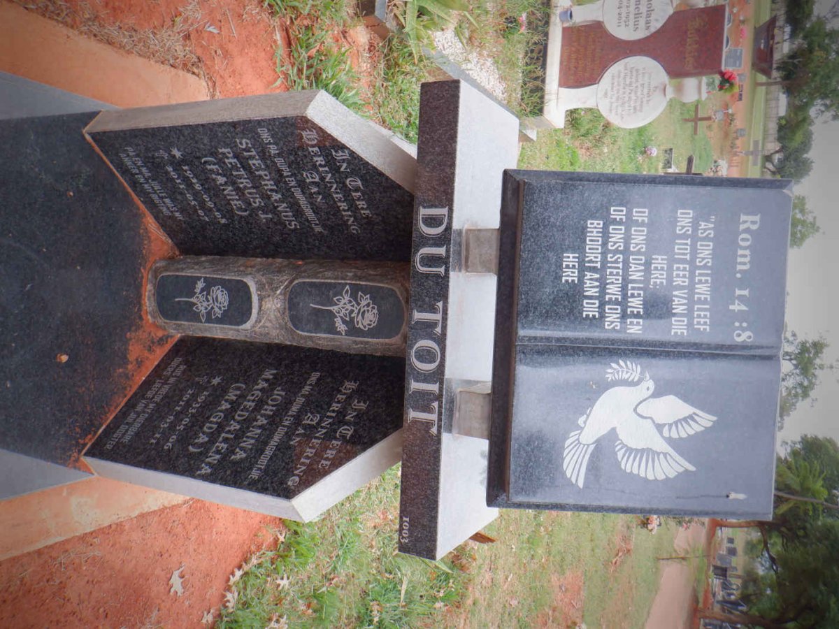 TOIT Stephanus Petrus J., du 1929-2011 &amp; Johanna Magedalena 1933-2011