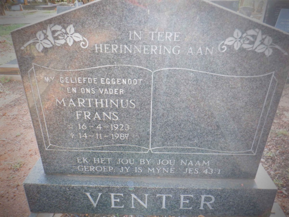 VENTER Marthinus Frans 1923-1987