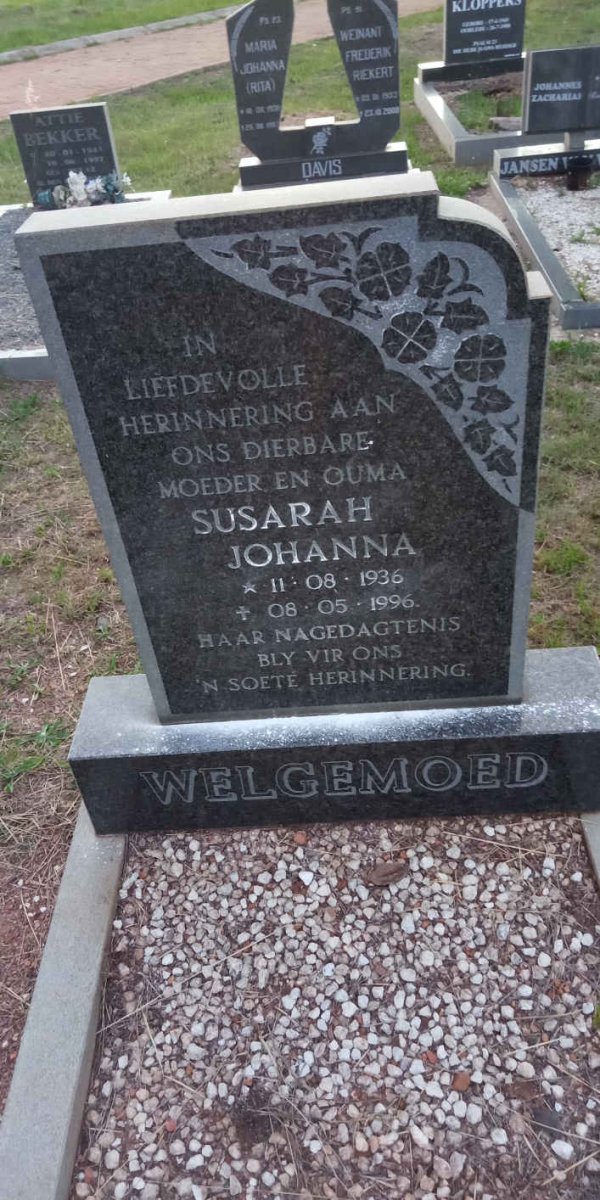 WELGEMOED Susarah Johanna 1936-1996