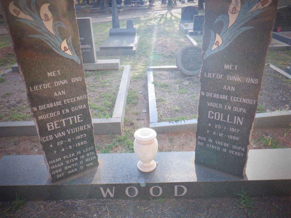 WOOD Collin 1917-1986 &amp; Bettie VAN VUUREN 1923-1980