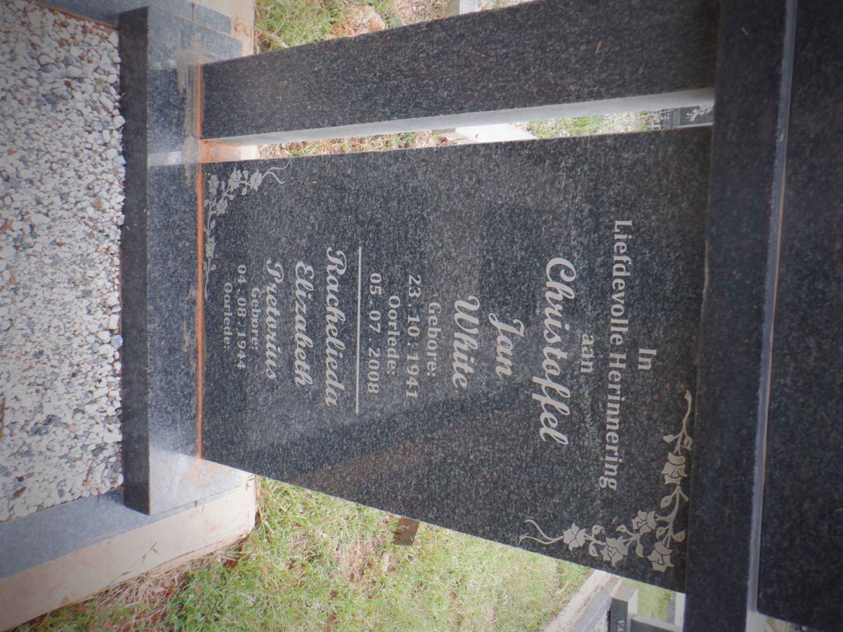 WHITE Christoffel Jan 1941-2008 &amp; Rachelieda Elizabeth PRETORIUS 1944-