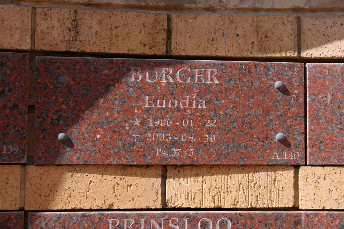 BURGER Euodia 1906-2003