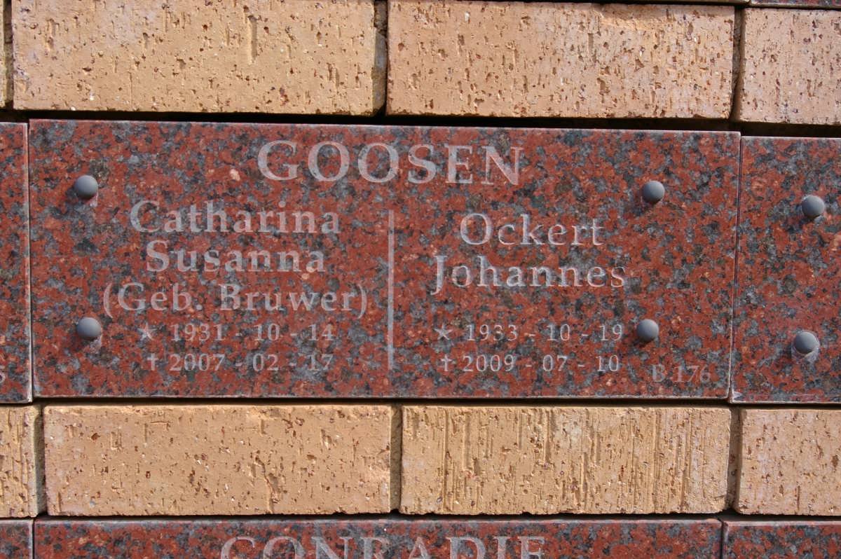 GOOSEN Ockert Johannes 1933-2009 &amp; Catharina Susanna BRUWER 1931-2007