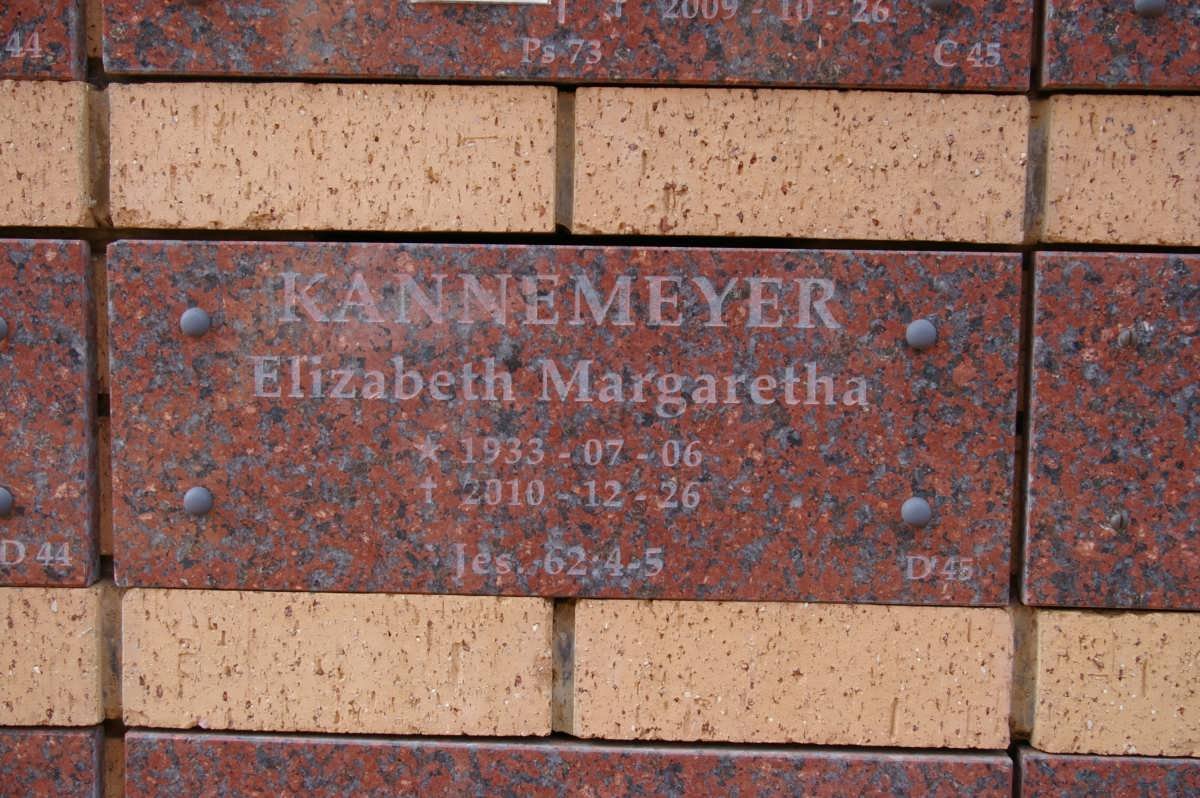 KANNEMEYER Elizabeth Margaretha 1933-2010