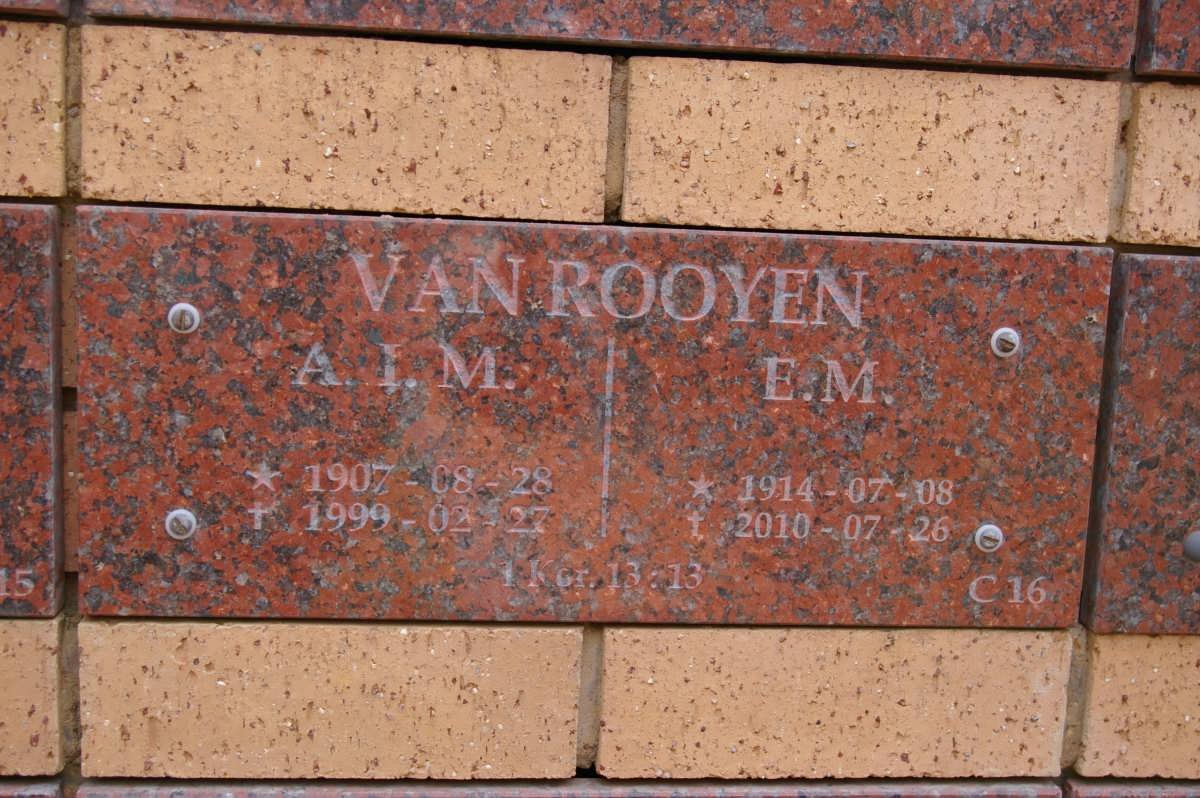 ROOYEN A.I.M., van 1907-1999 &amp; E.M. 1914-2010