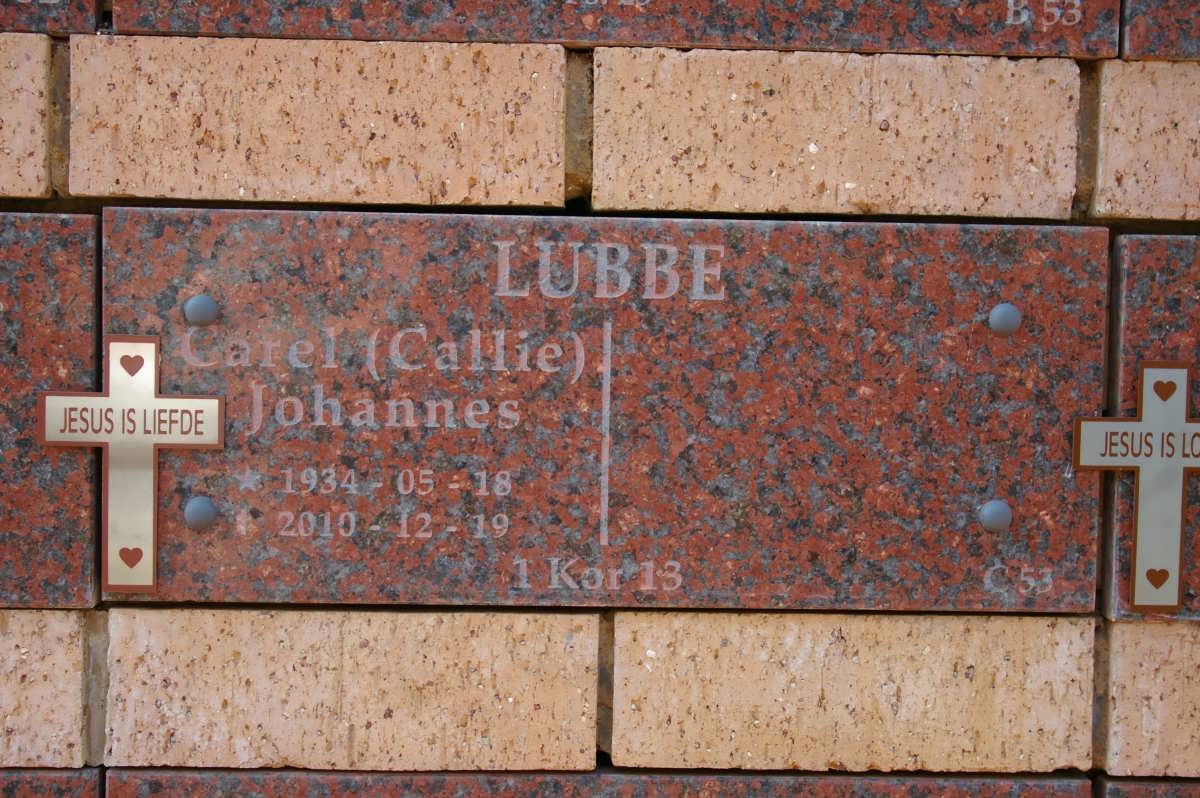 LUBBE Carel Johannes 1934-2010