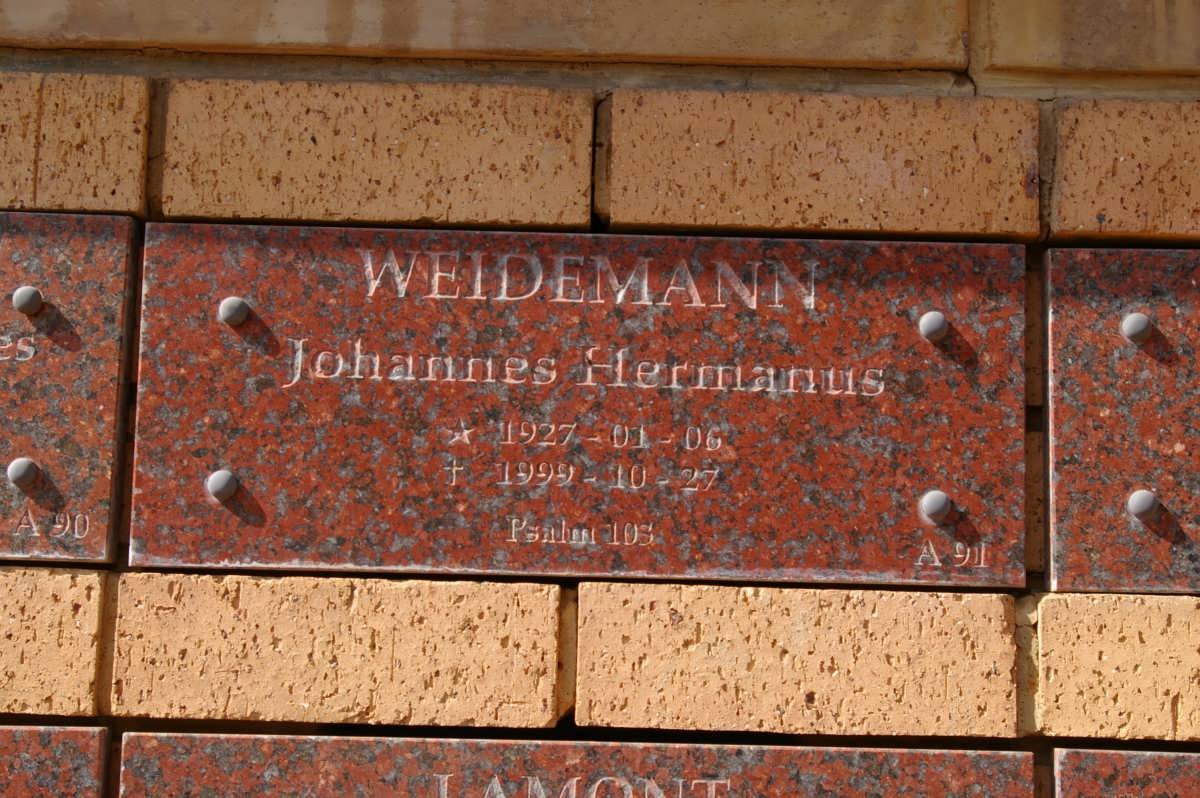 WEIDEMANN Johannes Hermanus 1927-1999