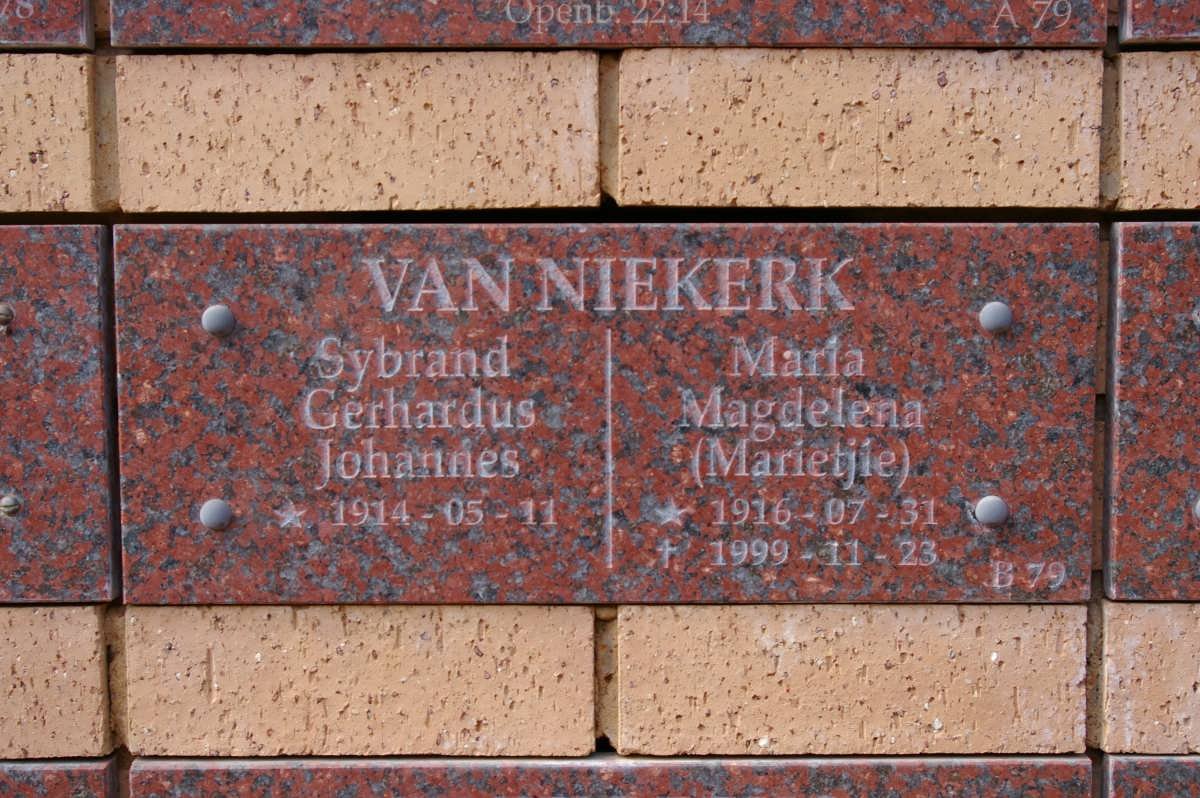 NIEKERK Sybrand Gerhardus Johannes, van 1914- &amp; Maria Magdelena 1916-1999