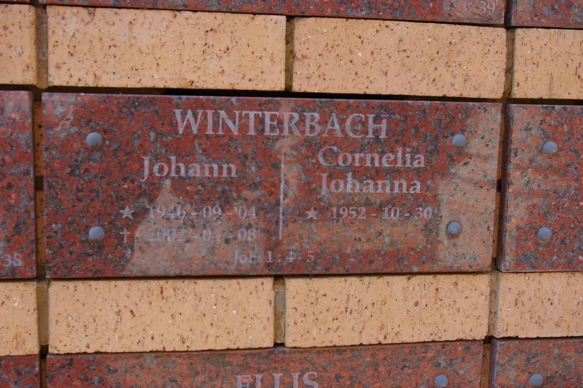 WINTERBACH Johann 1946-2002 &amp; Cornelia Johanna 1952-