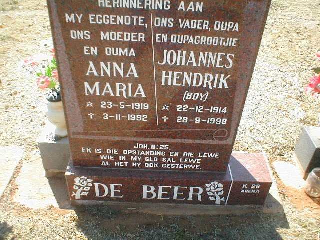 BEER Johannes Hendrik, de 1914-1996 &amp;  Anna Maria 1919-1992