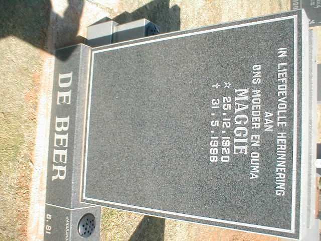 BEER Maggie, de 1920-1996