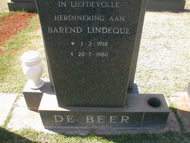 BEER Barend Lindeque, de 1918-1980