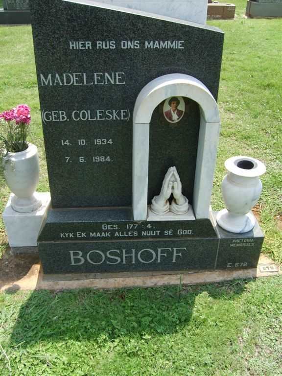 BOSHOFF Madelene neé Coleske 1934-1984