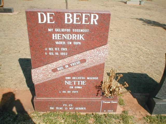 BEER Hendrik, de 1921-1997 &amp; Nettie 1929-