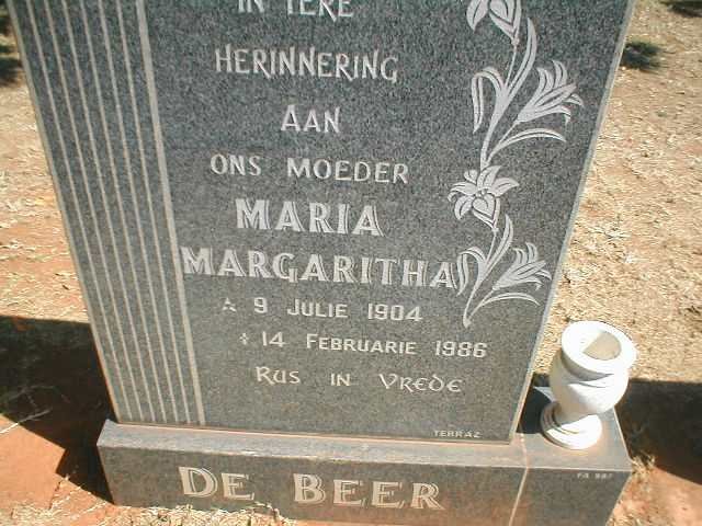 BEER Maria Margaritha, de 1904-1986