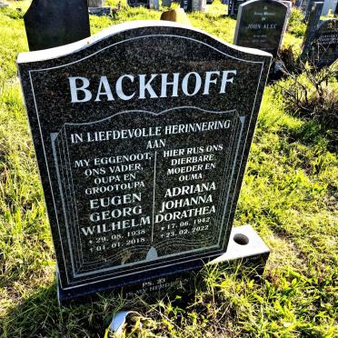 BACKHOFF Eugen Georg Wilhelm 1938-2018 & Adriana Johanna Dorathea 1942-2022