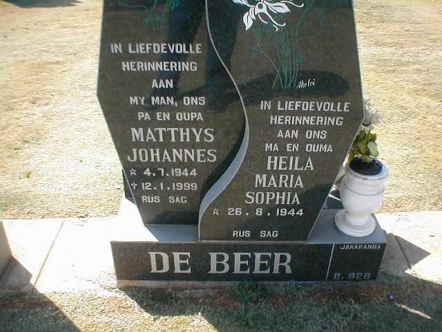 BEER Matthys Johannes, de 1944-1999 &amp; Heila Maria Sophia 1944-
