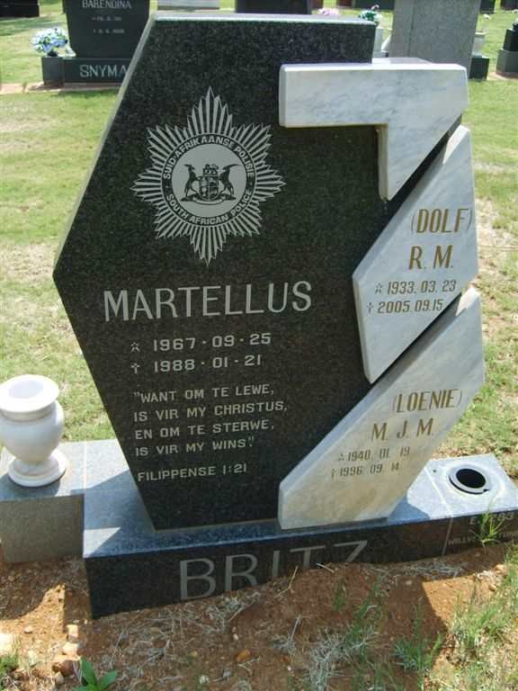 BRITZ R.M. 1933-2005 &amp; M.J.M. 1940-1996 :: BRITZ Martellus 1967-1988
