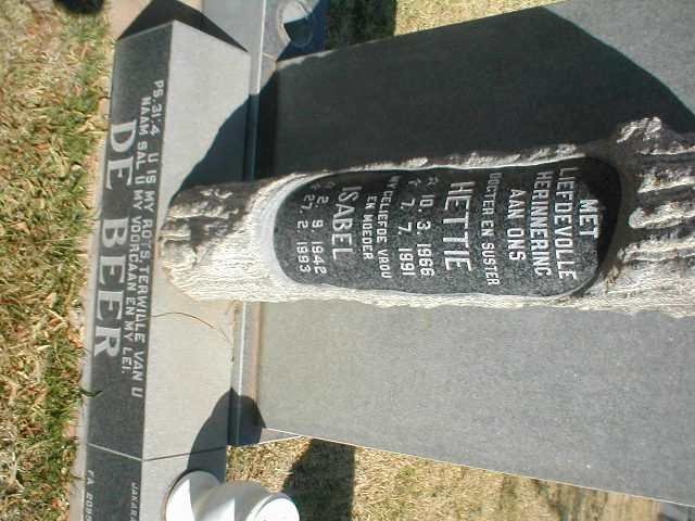 BEER Hettie, de 1966-1991 :: DE BEER Isabel 1942-1993