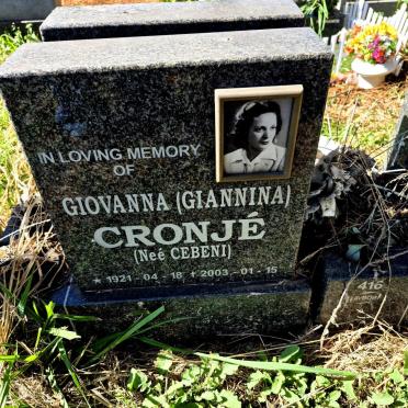 CRONJE Giovanna nee CEBENI 1921-2003